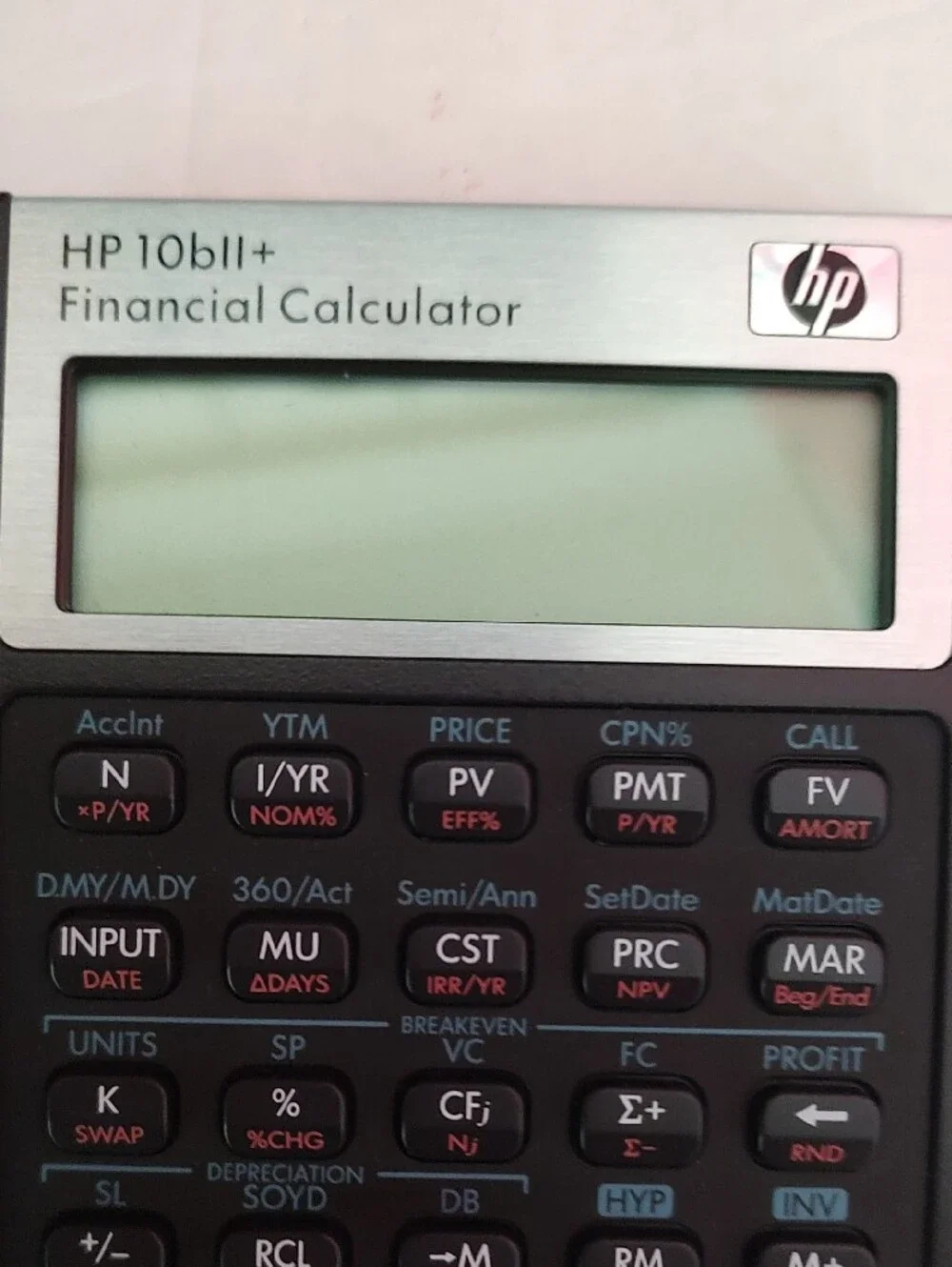HP 10bII+ Financial Calculator in black and silver